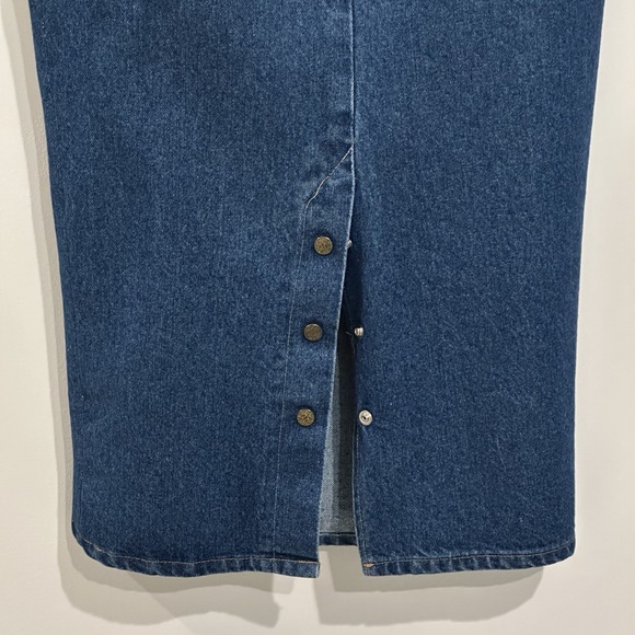 Vintage 90s Hunt Club Women's Blue Denim Full Straight‎ Pencil Skirt Size M - Picture 5 of 8